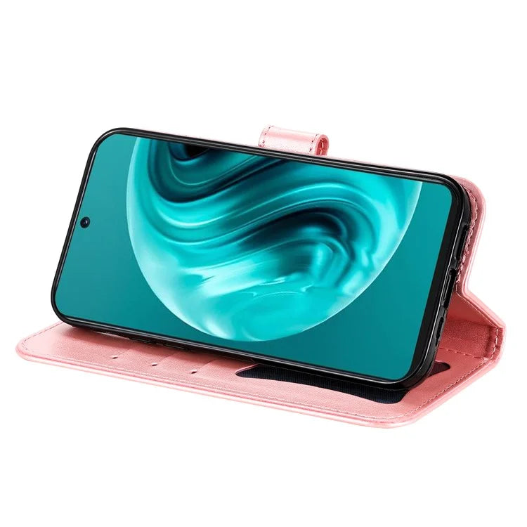 For Huawei Enjoy 70 Pro Cover Imprinted Flower Pattern Flip Stand Cell Phone Case