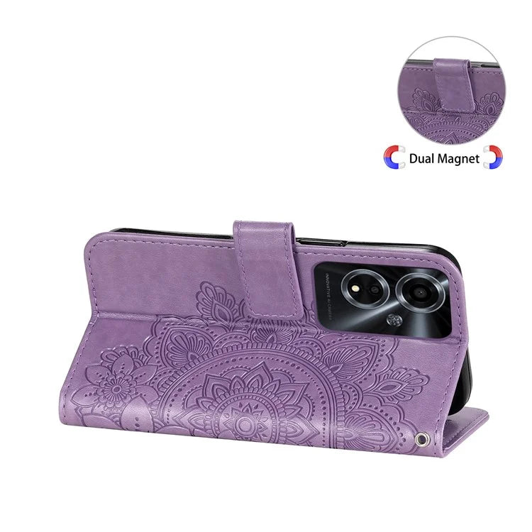 For Oppo A59 5G / A2m 5G Phone Case Flower Pattern Design Cover with Handy Strap