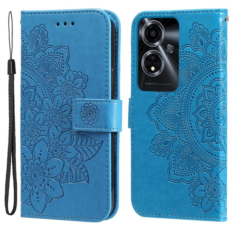 For Oppo A59 5G / A2m 5G Phone Case Flower Pattern Design Cover with Handy Strap