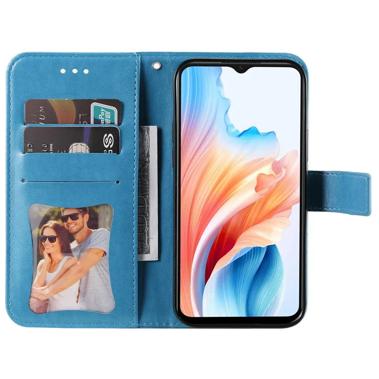 For Oppo A59 5G / A2m 5G Phone Case Flower Pattern Design Cover with Handy Strap