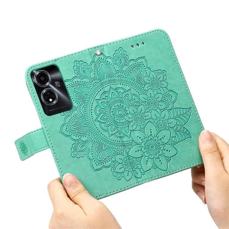 For Oppo A59 5G / A2m 5G Phone Case Flower Pattern Design Cover with Handy Strap