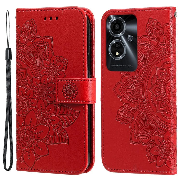For Oppo A59 5G / A2m 5G Phone Case Flower Pattern Design Cover with Handy Strap