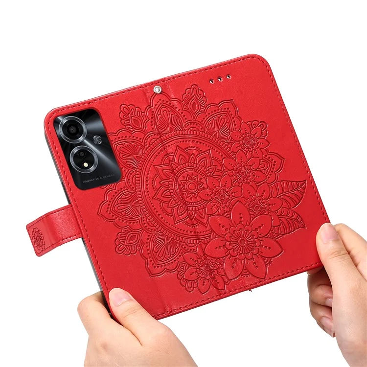 For Oppo A59 5G / A2m 5G Phone Case Flower Pattern Design Cover with Handy Strap