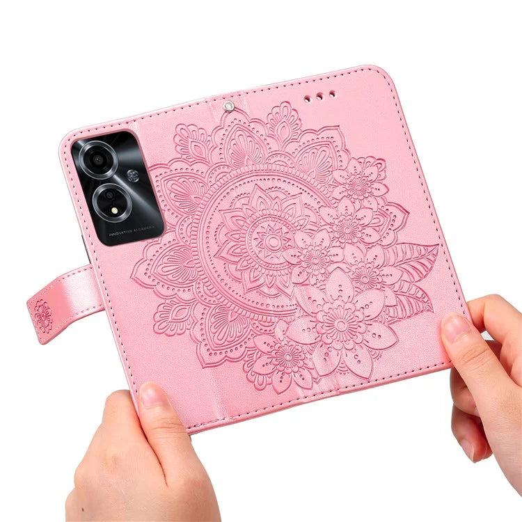 For Oppo A59 5G / A2m 5G Phone Case Flower Pattern Design Cover with Handy Strap