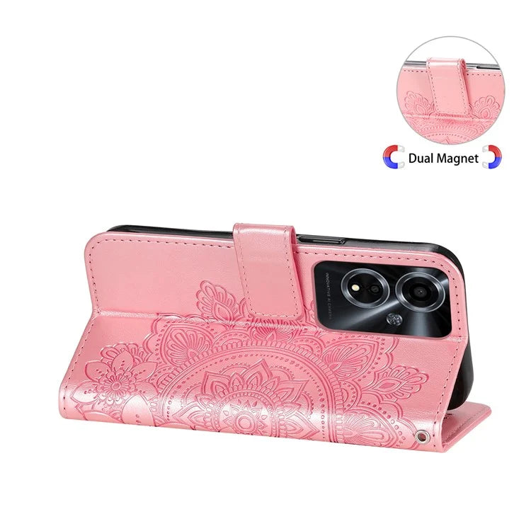 For Oppo A59 5G / A2m 5G Phone Case Flower Pattern Design Cover with Handy Strap