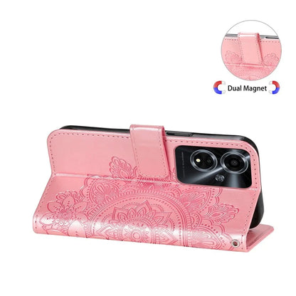 For Oppo A59 5G / A2m 5G Phone Case Flower Pattern Design Cover with Handy Strap