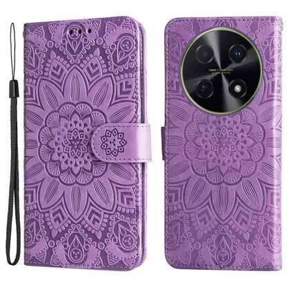 For Huawei Enjoy 70 Pro Phone Case Imprinted Flower Card Holder Cover