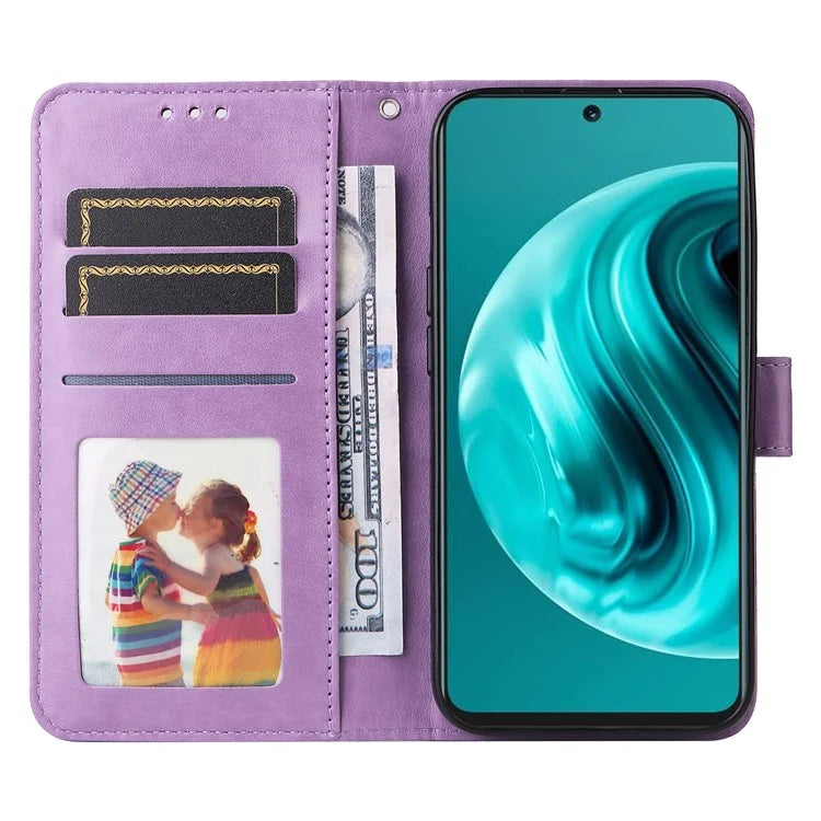 For Huawei Enjoy 70 Pro Phone Case Imprinted Flower Card Holder Cover
