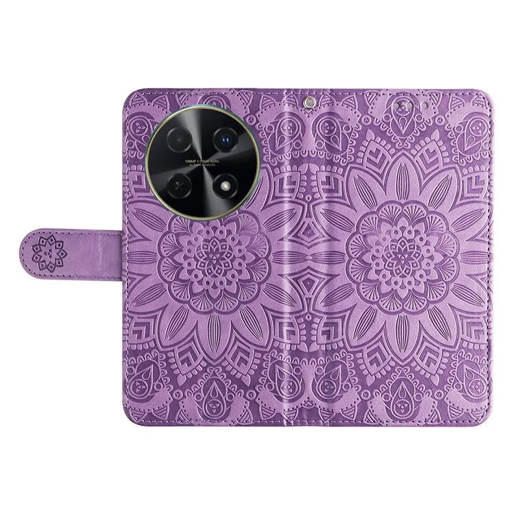 For Huawei Enjoy 70 Pro Phone Case Imprinted Flower Card Holder Cover