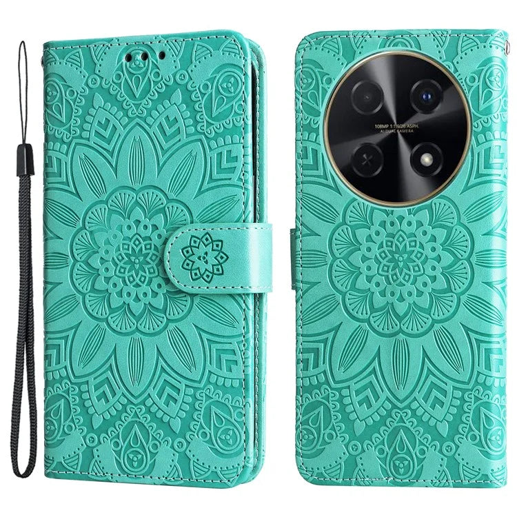 For Huawei Enjoy 70 Pro Phone Case Imprinted Flower Card Holder Cover