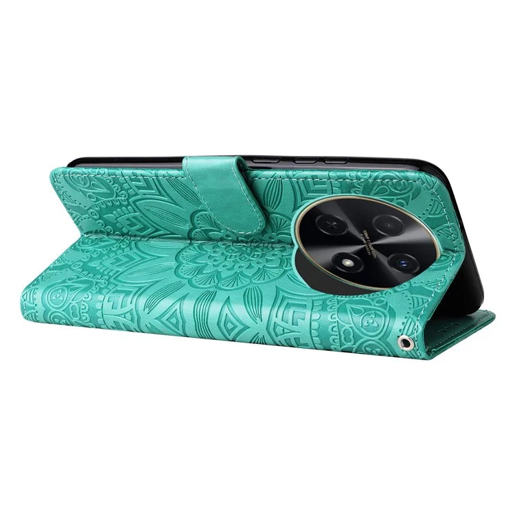 For Huawei Enjoy 70 Pro Phone Case Imprinted Flower Card Holder Cover