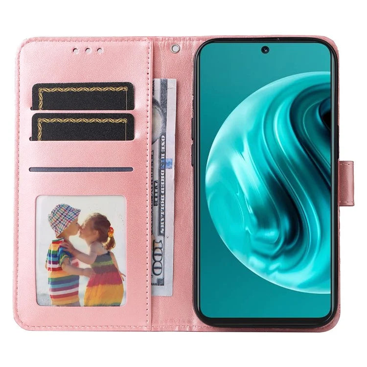 For Huawei Enjoy 70 Pro Phone Case Imprinted Flower Card Holder Cover