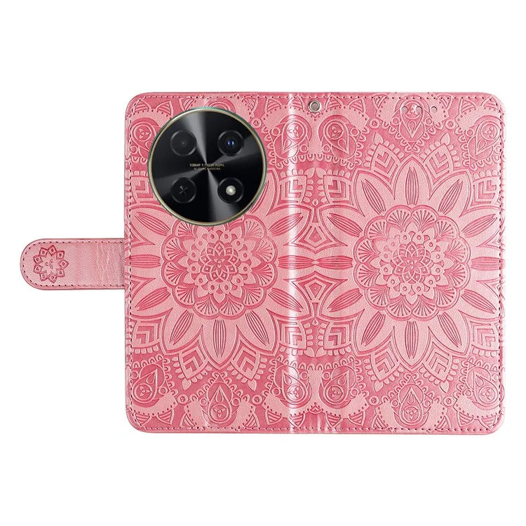For Huawei Enjoy 70 Pro Phone Case Imprinted Flower Card Holder Cover