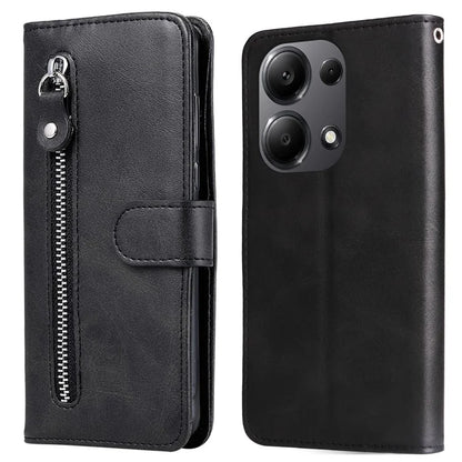 For Xiaomi Redmi Note 13 Pro 4G / Poco M6 Pro 4G Case Leather Anti-drop Cover with Zipper Pocket