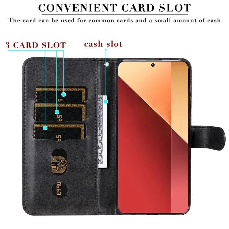 For Xiaomi Redmi Note 13 Pro 4G / Poco M6 Pro 4G Case Leather Anti-drop Cover with Zipper Pocket