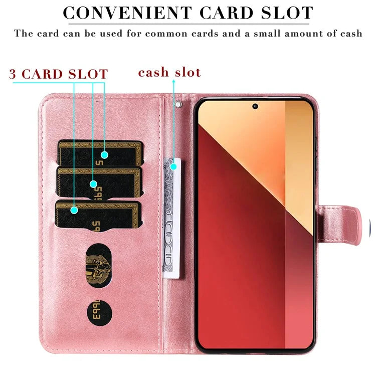 For Xiaomi Redmi Note 13 Pro 4G / Poco M6 Pro 4G Case Leather Anti-drop Cover with Zipper Pocket