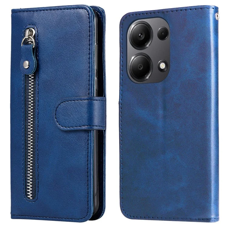 For Xiaomi Redmi Note 13 Pro 4G / Poco M6 Pro 4G Case Leather Anti-drop Cover with Zipper Pocket