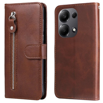 For Xiaomi Redmi Note 13 Pro 4G / Poco M6 Pro 4G Case Leather Anti-drop Cover with Zipper Pocket
