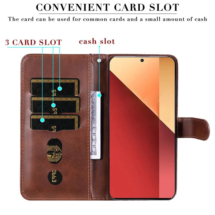 For Xiaomi Redmi Note 13 Pro 4G / Poco M6 Pro 4G Case Leather Anti-drop Cover with Zipper Pocket