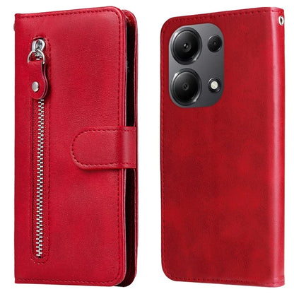 For Xiaomi Redmi Note 13 Pro 4G / Poco M6 Pro 4G Case Leather Anti-drop Cover with Zipper Pocket