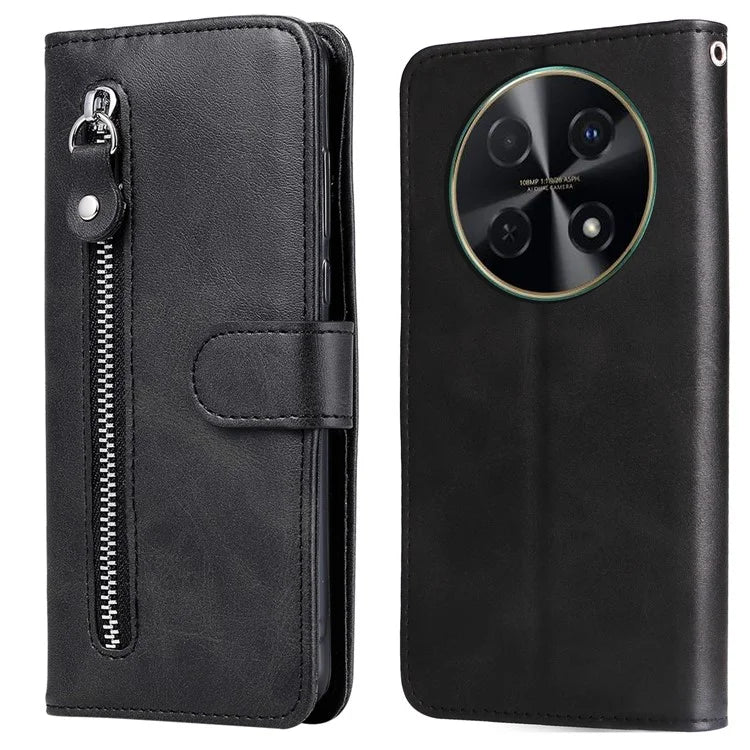 For Huawei Enjoy 70 Pro Case Calf Texture Leather Phone Cover with Zipper Pocket