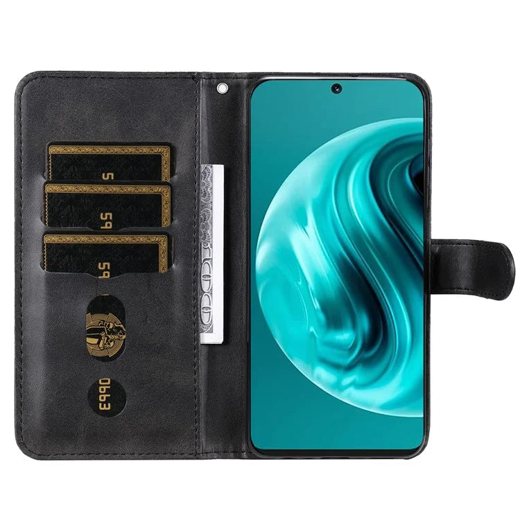 For Huawei Enjoy 70 Pro Case Calf Texture Leather Phone Cover with Zipper Pocket