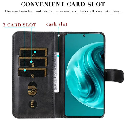 For Huawei Enjoy 70 Pro Case Calf Texture Leather Phone Cover with Zipper Pocket