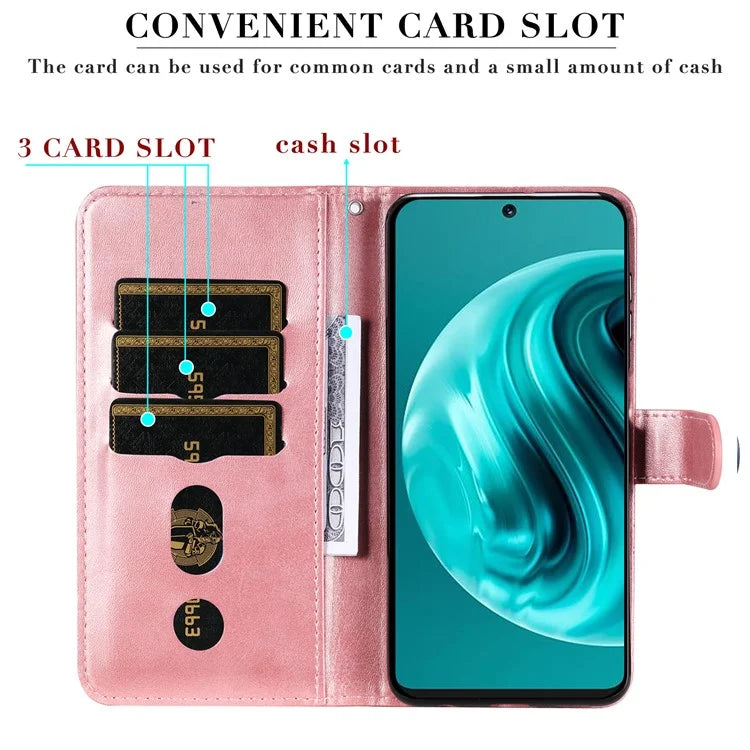 For Huawei Enjoy 70 Pro Case Calf Texture Leather Phone Cover with Zipper Pocket
