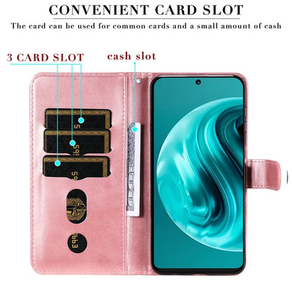 For Huawei Enjoy 70 Pro Case Calf Texture Leather Phone Cover with Zipper Pocket