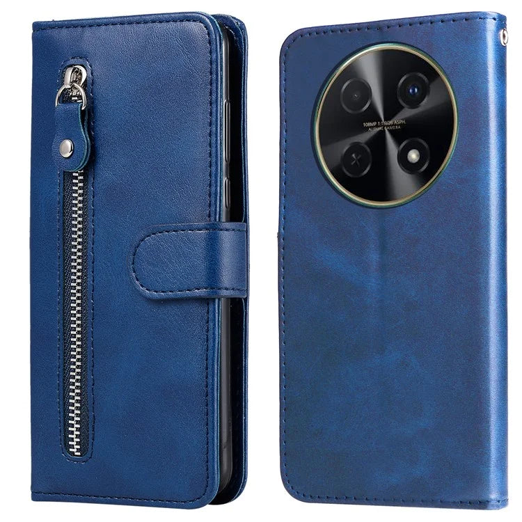 For Huawei Enjoy 70 Pro Case Calf Texture Leather Phone Cover with Zipper Pocket