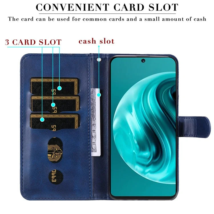 For Huawei Enjoy 70 Pro Case Calf Texture Leather Phone Cover with Zipper Pocket