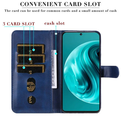 For Huawei Enjoy 70 Pro Case Calf Texture Leather Phone Cover with Zipper Pocket
