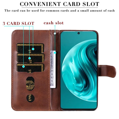For Huawei Enjoy 70 Pro Case Calf Texture Leather Phone Cover with Zipper Pocket