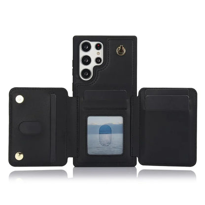 For Samsung Galaxy S23 Ultra Crossbody Case Zipper Card Holder Kickstand Phone Cover