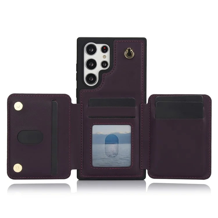 For Samsung Galaxy S23 Ultra Crossbody Case Zipper Card Holder Kickstand Phone Cover