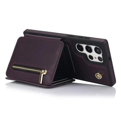 For Samsung Galaxy S23 Ultra Crossbody Case Zipper Card Holder Kickstand Phone Cover