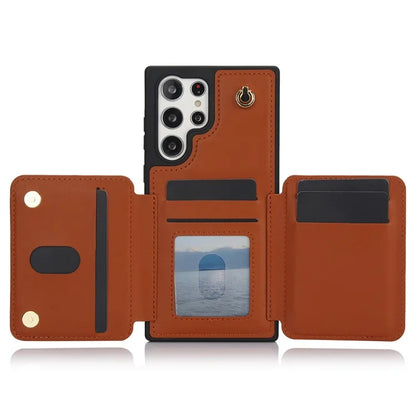 For Samsung Galaxy S23 Ultra Crossbody Case Zipper Card Holder Kickstand Phone Cover