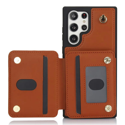 For Samsung Galaxy S23 Ultra Crossbody Case Zipper Card Holder Kickstand Phone Cover