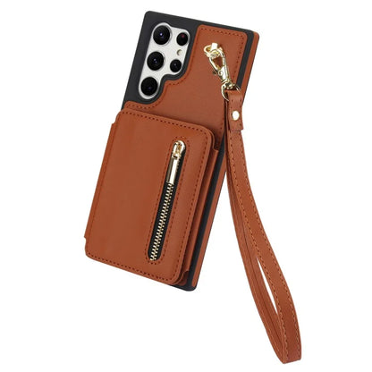 For Samsung Galaxy S23 Ultra Crossbody Case Zipper Card Holder Kickstand Phone Cover