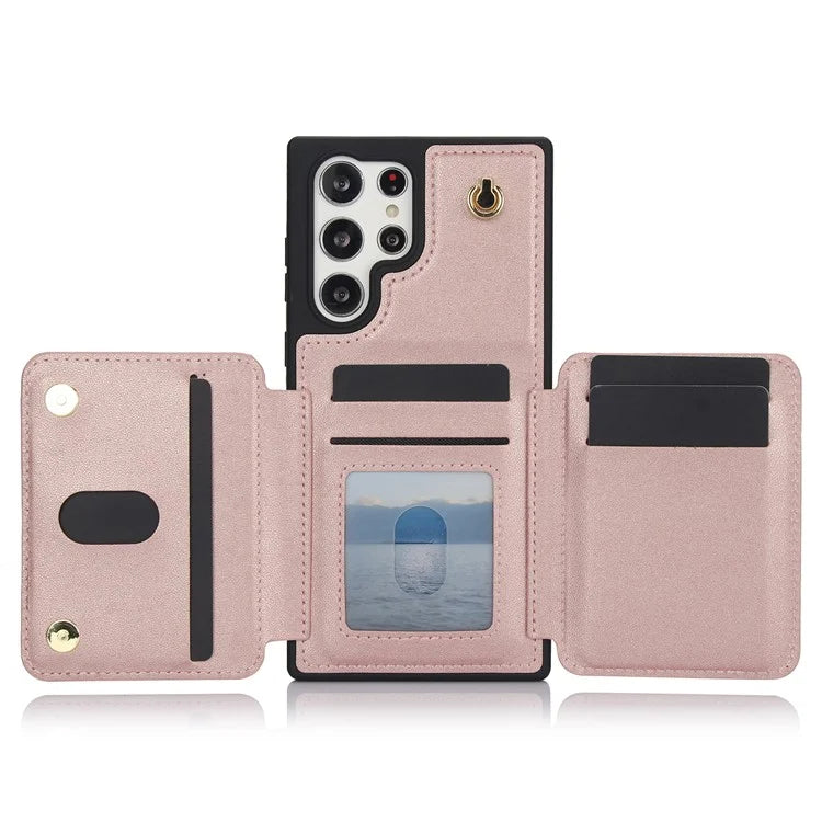 For Samsung Galaxy S23 Ultra Crossbody Case Zipper Card Holder Kickstand Phone Cover