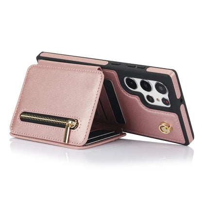 For Samsung Galaxy S23 Ultra Crossbody Case Zipper Card Holder Kickstand Phone Cover