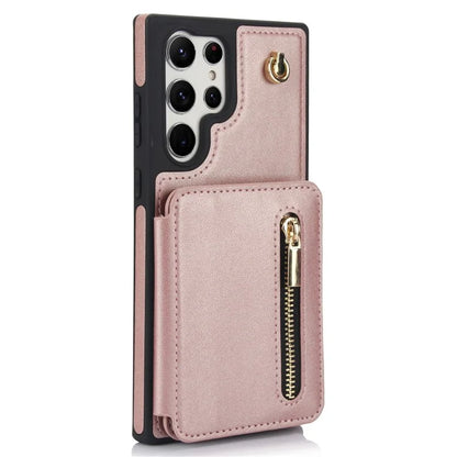 For Samsung Galaxy S23 Ultra Crossbody Case Zipper Card Holder Kickstand Phone Cover