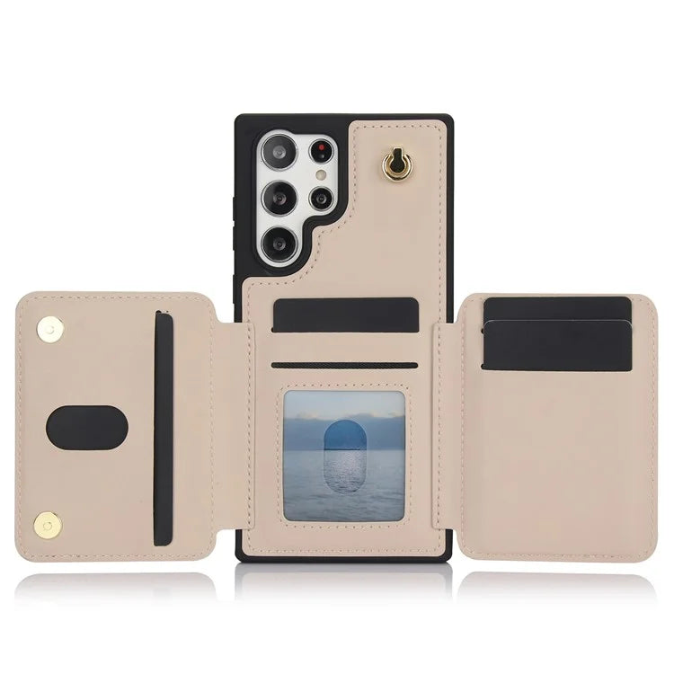 For Samsung Galaxy S23 Ultra Crossbody Case Zipper Card Holder Kickstand Phone Cover