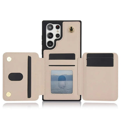 For Samsung Galaxy S23 Ultra Crossbody Case Zipper Card Holder Kickstand Phone Cover