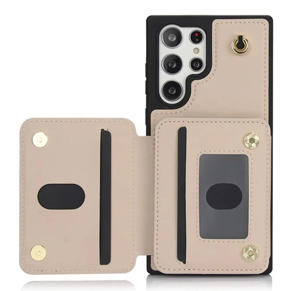 For Samsung Galaxy S23 Ultra Crossbody Case Zipper Card Holder Kickstand Phone Cover