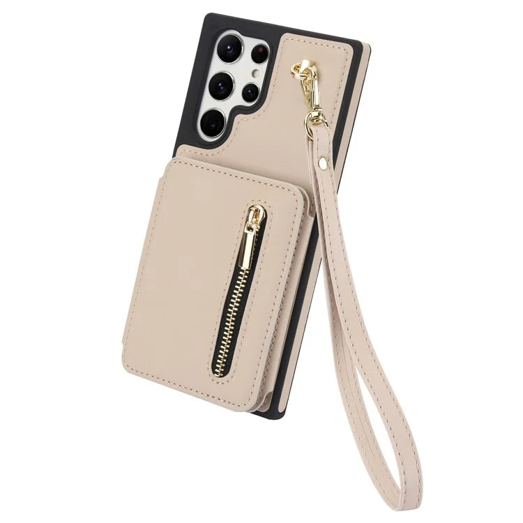 For Samsung Galaxy S23 Ultra Crossbody Case Zipper Card Holder Kickstand Phone Cover
