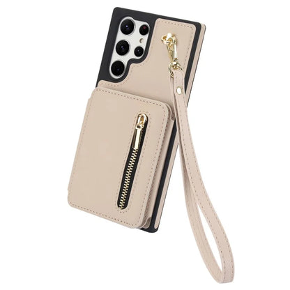 For Samsung Galaxy S23 Ultra Crossbody Case Zipper Card Holder Kickstand Phone Cover