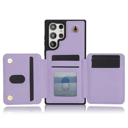 For Samsung Galaxy S23 Ultra Crossbody Case Zipper Card Holder Kickstand Phone Cover