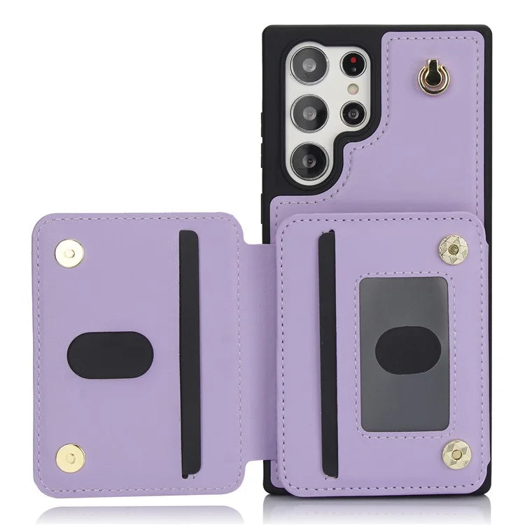 For Samsung Galaxy S23 Ultra Crossbody Case Zipper Card Holder Kickstand Phone Cover