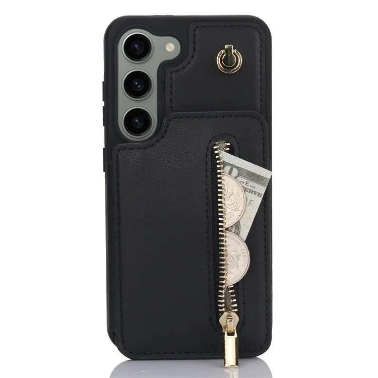 For Samsung Galaxy S23 Case with Card Holder Crossbody Leather Back Cover RFID Blocking